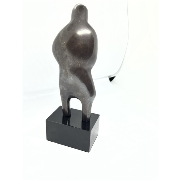 MCM Bronze Abstract Clarinet Player On Wood Stand Unsigned - Picture 3 of 12